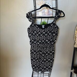 Black and White Patterned Women's Romper
